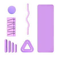 Kit d'équipement de Pilates et de yoga pour entraînement à domicile : Tapis de yoga, anneau, ballon, bandes de résistance, accessoires de fitness pour poignets, chevilles et bracelets