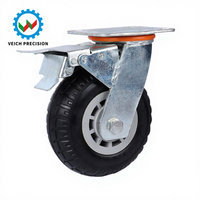 Roue pivotante silencieuse en plastique robuste de 4 à 8 pouces, doré brillant, élastique épaisse, universelle pour chariot à main, roulement à billes/à rouleaux