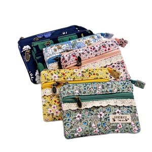 Monedero para niñas, estilo pastoral fresco del Año del Caballo, floral, con doble cremallera, de <span class=keywords><strong>tela</strong></span> de algodón de 4 capas, transpirable, antirrobo y expandible - Product Image 5
