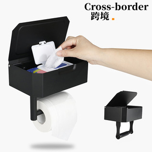 Nouveau support de papier hygiénique <span class=keywords><strong>mural</strong></span> noir en acier inoxydable avec distributeur de stockage - Product Image 5