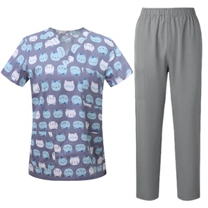 Top di alta qualità con stampa di animali multicolori da donna Scrub uniformi set di Scrub <span class=keywords><strong>medici</strong></span> frub Scrub medico uniforme da <span class=keywords><strong>lavoro</strong></span> da laboratorio di infermiere - Product Image 6