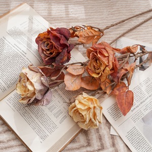 ดอกกุหลาบประดิษฐ์ CallaFloral ก้านเดี่ยว ผ้า PVC เงา สีส้ม สีส้มเข้ม สีม่วงแชมเปญ สำหรับตกแต่งงานแต่งงานในร่ม - Product Image 1
