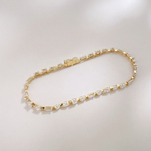 Pulsera de tenis de diamantes multiforma mixta de oro amarillo de 18K con diamantes cultivados en laboratorio, joyería fina, cadena de eslabones de oro macizo para mujer - Product Image 2