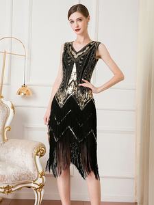 ชุดเดรสย้อนยุคสำหรับผู้หญิงชุดกระโปรงบานสไตล์เรโทรสุด1920s ประดับด้วยลูกปัดชุดเดรสปาร์ตี้งานแจ๊สราตรีธีมคำราม20ชุดเดรสปาร์ตี้งานกลางคืน - Product Image 3