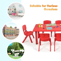 Ensemble table et chaise pour enfants de maternelle à prix abordable, mobilier de classe, table et chaise rectangulaires en plastique pour écoliers à vendre