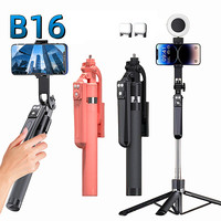 B16 1,7m Selfie-Kamerastativ mit Kabelloser Fernbedienung und 360°-Drehfunktion °   Drehbare, optionale Beleuchtung für Videoaufnahmen