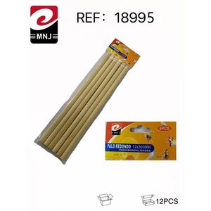 Bastoncini di legno rotondi MNJ 12x300mm per artigianato, confezione da 6 pezzi - Product Image 3