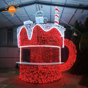 <span class=keywords><strong>Mug</strong></span> géant pour chocolat chaud, stand de vente ambulante, décorations de Noël personnalisées, décorations commerciales, motif de tasse à café en 3D, lumière LED extérieure - Product Image 4