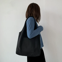 Sac fourre-tout en toile de coton réutilisable, couleur unie, esthétique, best-seller, pour les courses, les étudiants, avec poche