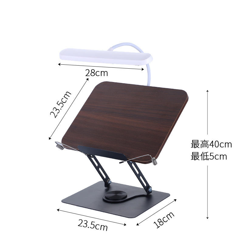 907 โคมไฟอ่านหนังสือแบบหมุนได้ไม้พีชสีดำ