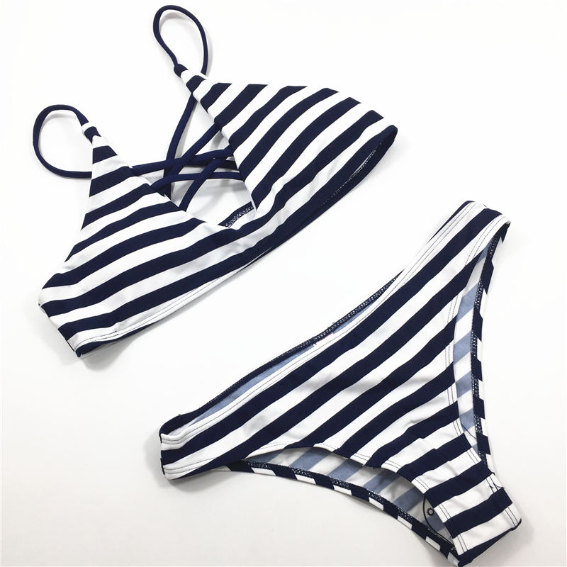 Wholesale swimsuit Strip printed swimsuit custom swimwear sexy bikini