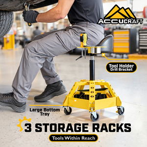 360 °   Cadeira de Mecânico Profissional Giratória de Metal Reforçada com 5 Rodas Antitombamento, Capacidade de 150 kg, para Oficina e Reparo Automotivo - Product Image 4