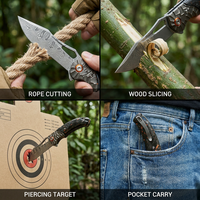 Couteau pliant de poche Damas, couteau tactique de camping en plein air, couteau EDC avec manche en fibre de carbone doré pour hommes, vente en gros personnalisée DM039