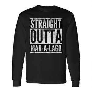 Camiseta de manga larga Straight Outta Mar A Lago, camiseta negra con declaraciones políticas - Product Image 2