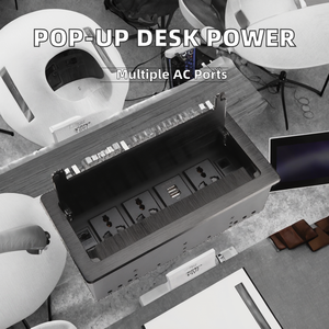Boîtier de câblage encastré en aluminium avec 3 prises universelles, double USB et port RJ45 pour bureau et salle de conférence - Vente en gros - Product Image 2