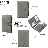 Penutup dompet paspor, dompet perjalanan pemblokir RFID trendi baru dengan tombol pemegang kartu paspor multifungsi