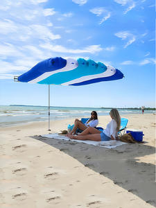 Payung portabel tabir surya dua lapisan, lintas batas kekuatan angin membuka tirai langit tepi laut hiburan air tiup - Product Image 3