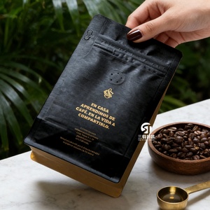 ถุงบรรจุภัณฑ์กาแฟผงกระดาษคราฟท์พิมพ์ลายตามสั่ง พร้อมวาล์ว  โลโก้ฟอยล์ทอง พิมพ์ยูวี ถุงแบบตั้งได้ - Product Image 3