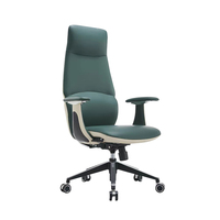 Fauteuil de direction confortable pour la maison, fauteuil de bureau inclinable avec cuir véritable, design moderne avec élévation pour une longue séance assise