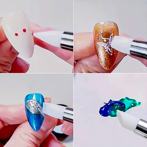 Juego de 5 piezas de bolígrafos de silicona de doble punta para decoración de uñas, color rosa, para tallado 3D, manicura DIY, pincel para puntear, bolígrafo para grabar uñas - Product Image 6