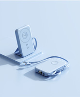 Nouvelle Banque d'alimentation portable 3-en-1 en plastique avec chargeur magnétique sans fil pour montre et écouteurs, câble intégré et support de charge ultra-rapide