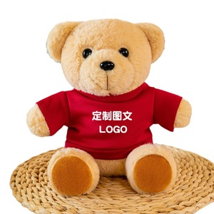 Benutzer definierte mehrfarbige Teddybär Plüsch tier Kleine Menge Gefüllte Baumwolle Körper mit PP-Füllung T-Shirt Schul pullover Graviertes Logo - Product Image 5