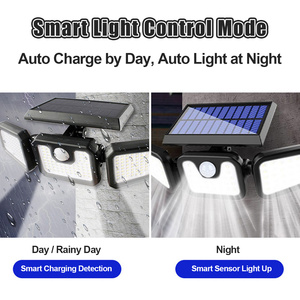 Lámpara Solar de Pared Giratoria de 3 Cabezas, 74 LED, IP65, Sensor de Movimiento PIR, Lámpara de Seguridad, Iluminación para Jardín Exterior, Patio, Camino, Decoración - Product Image 4