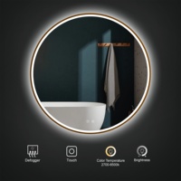 Cadre moderne Miroir de salle de bain rond Décor suspendu Miroir de bain intelligent Miroir mural tactile avec lumière LED