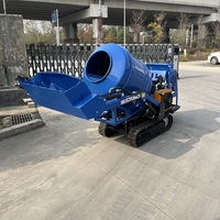 Mini mélangeur de ciment et de béton entièrement hydraulique de type chenillé, machine à mélanger le mortier, dumper sur chenilles avec moteur et propulseur