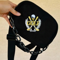 Parche Bordado de Golf Dorado de Lujo con Palos Cruzados, Insignia Termoadhesiva, Aplique Deportivo de Corona de Laurel Plateada para Camisetas Polo, Gorras y Decoración DIY