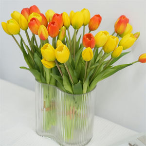 Flores <span class=keywords><strong>de</strong></span> Tulipán Artificiales <span class=keywords><strong>de</strong></span> PVC con Tacto Real, Tulipanes Multicolores Rosa, Rojo y Morado para Ramos <span class=keywords><strong>de</strong></span> Novia, Decoración del Hogar y Oficina - Product Image 2