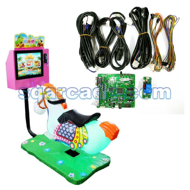 Arcade Swing Horse Riding Machine DIY Kit Video Racing Coin Pusher with Main Board Cables for Kiddie Rides Arcade Game Machines
