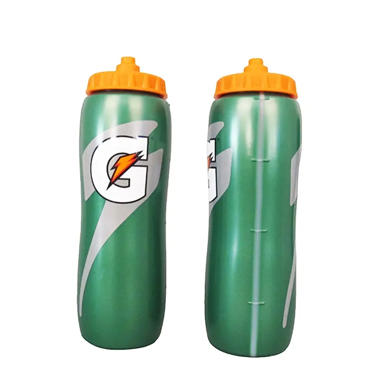 Botella deportiva de plástico para adultos, recipiente de agua gatorade, color verde, estándar CE, 1000ml, nuevo estilo, venta al por mayor
