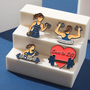 स्टॉक 3 डी डिजाइन खेल लड़की भारोत्तोलक एनमेल पिन कांस्य धातु शिल्प के साथ कांस्य धातु शिल्प - Product Image 5