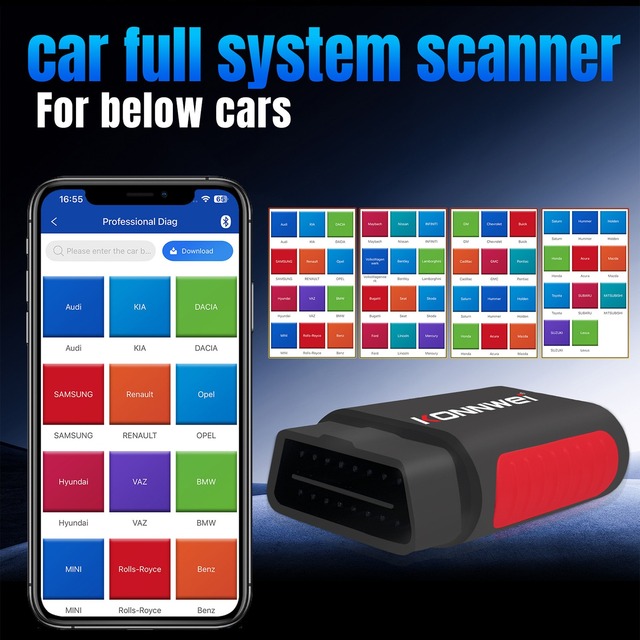KONNWEI KDIAG for 5.0 Full System Bidirectional OBD2 Scanner Multi-OS Auto Diagnostic Tool 1 Year Lifetime Free Updates