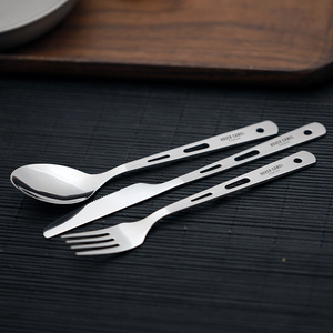 Juego de Cubiertos de Titanio con Cuchara, Tenedor y Cuchillo, con Mosquetón de Titanio, Cubertería para Camping, Vajilla para Exteriores, Spork - Product Image 2