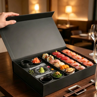 Boîte cadeau magnétique monobloc ESTICK pour sushis, qualité alimentaire, en carton gris mat, forme rectangulaire, personnalisable