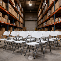 Chaise pliante en plastique blanc à montage rapide avec patins anti-marques pour centre commercial