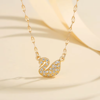 HYL joyería moda popular novia boda circón pequeño Cisne 18K oro collar al por mayor