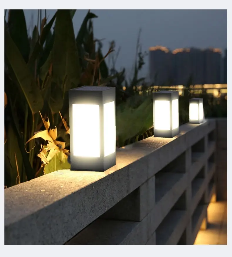 Newest design black color aluminium material garden gate solar cube light led for cafe, hotel, villa, resort