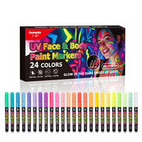 Nouveauté : Ensemble de 24 stylos de peinture corporelle et faciale UV lumineux, acryliques, pour fêtes et graffitis créatifs