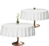 Nappe ronde en tissu blanc, résistante aux plis, pour réception de mariage, banquet, fête d'anniversaire, décoration de salle à manger