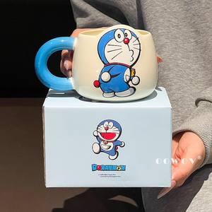 Doraemon Ceramic Mug Yellow With Handle Cartoon Design For Coffee And Milk Cup Gift For Students Office Workers - Product Image 3