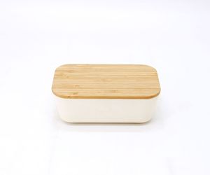 New Product Custom LOGO Wholesale Wheat Bento Lunch Boxes Food Grade Lunch Box With Wood Bamboo Lid
