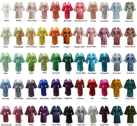 Bata de satén de seda de lujo para mujer, 55 colores, cuello en V, manga tres cuartos, largo hasta la rodilla, para spa, fiestas, damas de honor, tallas grandes