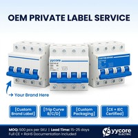 Disjoncteur à quatre pôles Yycore DZ47-63 4P MCB 6A-63A 4,5kA 400V Courbe C IEC 60898-1 CE IP20 PA66 Plastique ignifuge L1 L2