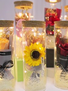 Ciel étoilé Rose fleur <span class=keywords><strong>éternel</strong></span>le avec lampe verre souhaitant bouteille or boutique saint valentin cadeau d'anniversaire - Product Image 6