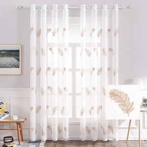 Rideaux à œillets en gros pas chers, 1 pièce, broderie de plumes, rideaux transparents <span class=keywords><strong>pour</strong></span> <span class=keywords><strong>cuisine</strong></span>, chambre à coucher, salon - Product Image 2