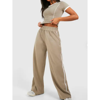 Op maat gemaakte logo bedrukte groothandel katoenen zachte loungewear contrastkleur korte mouw ademende T-shirt broek één set dames 2-delige set dames lounge kleding