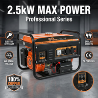Générateur à essence Power VALUE 2,5 kW, puissance nominale 2,2 kW, démarrage électrique, batterie incluse, AVR, prises EU, CE
